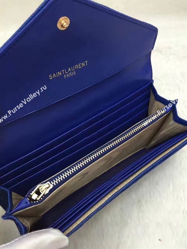 YSL grain leather wallet navy bag 4852