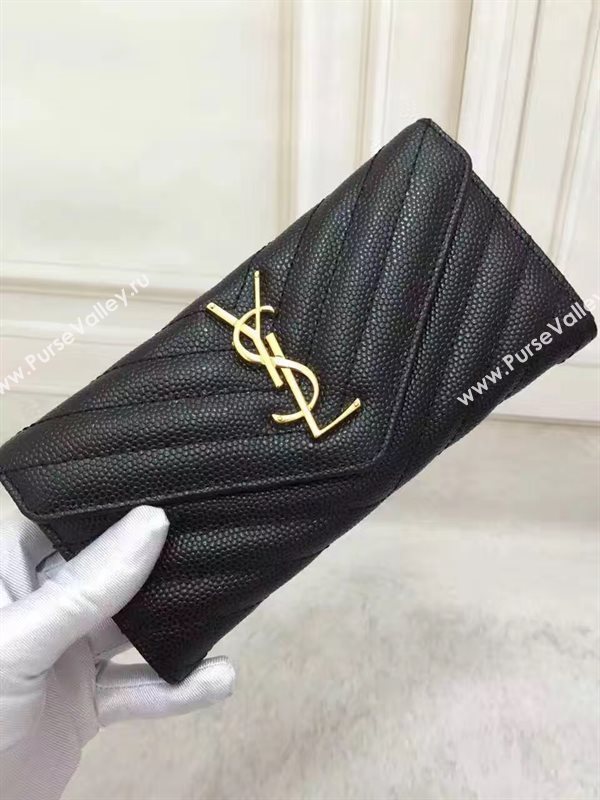 YSL grain leather wallet black bag 4853