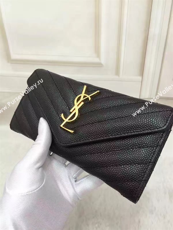 YSL grain leather wallet black bag 4853