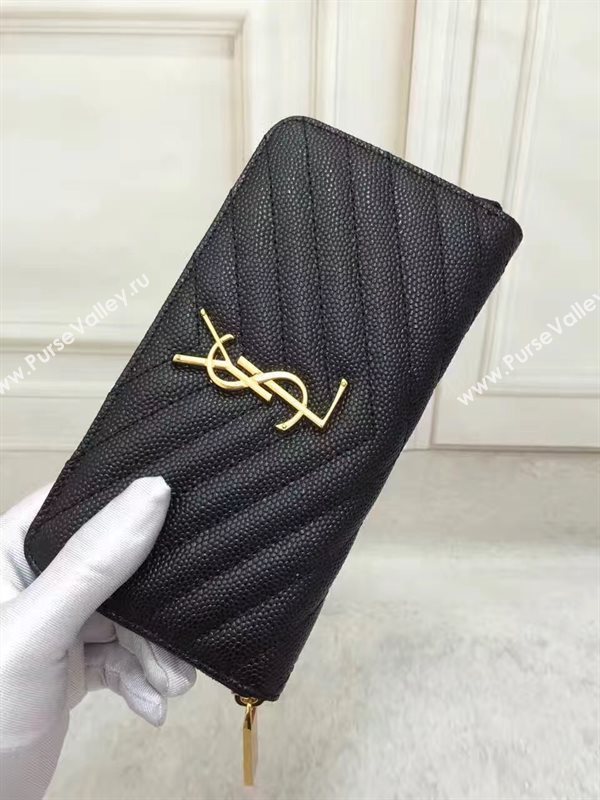 YSL grain leather wallet black bag 4853