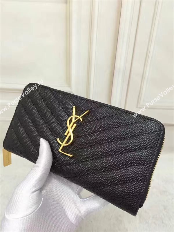 YSL grain leather wallet black bag 4854