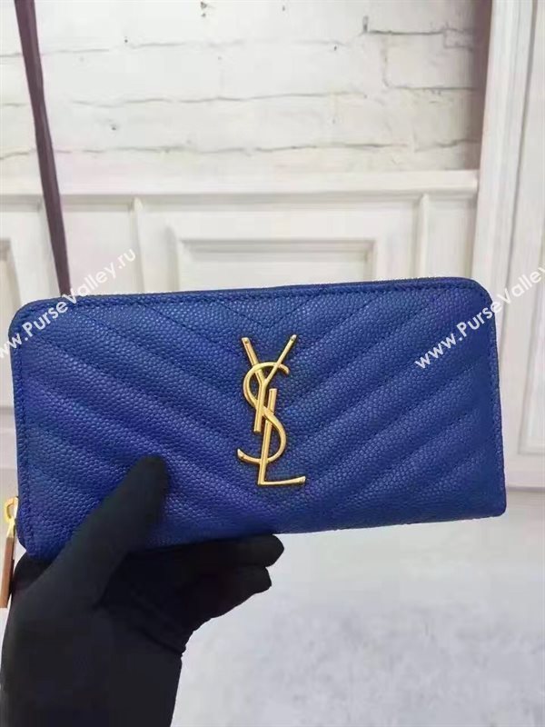 YSL blue wallet zipper bag 4855