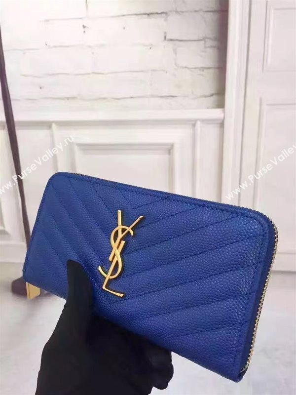 YSL blue wallet zipper bag 4855
