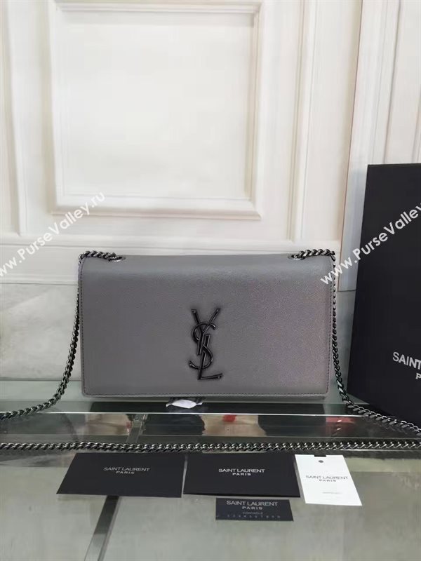 YSL caviar shoulder gray clutch bag 4864