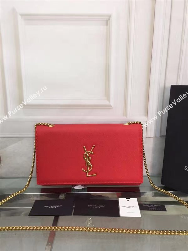 YSL caviar shoulder red clutch bag 4867