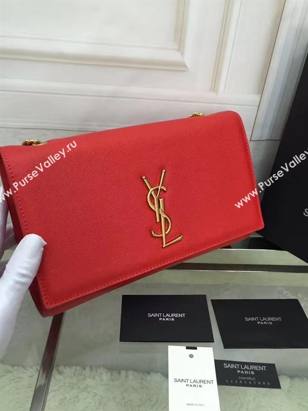 YSL caviar shoulder red clutch bag 4867