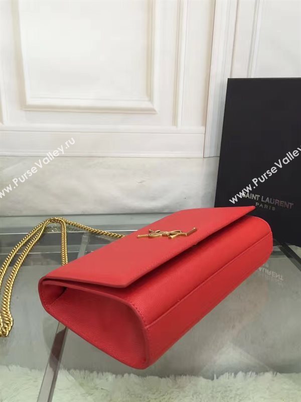 YSL caviar shoulder red clutch bag 4867