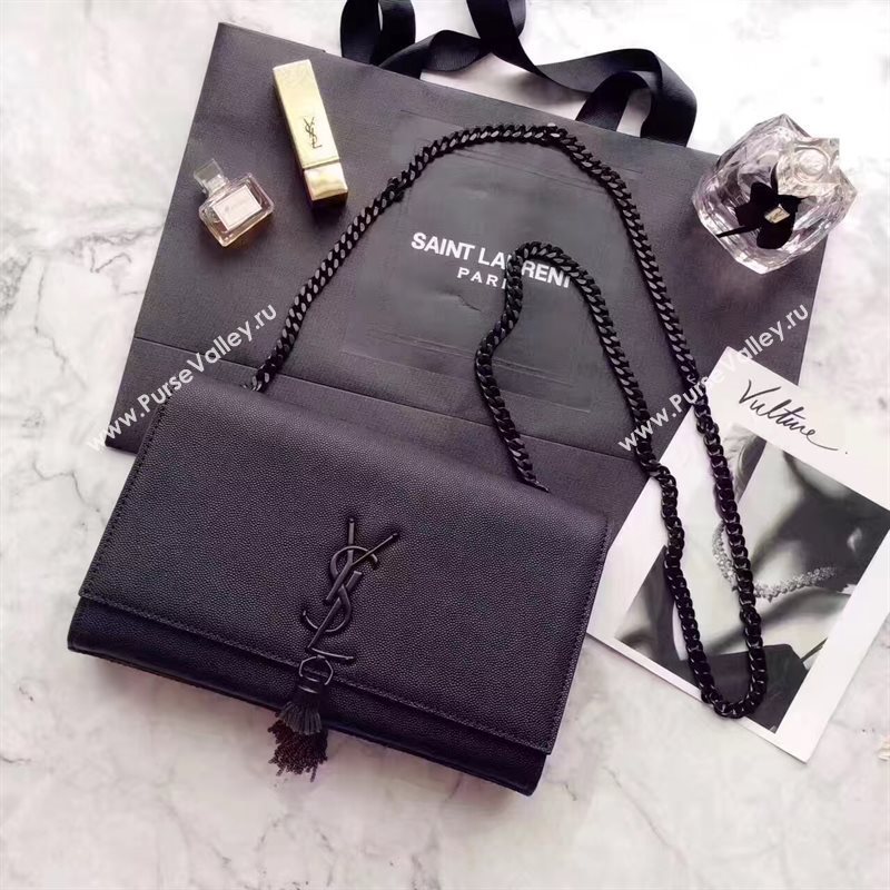 YSL black Tassel chain clutch caviar bag 4874