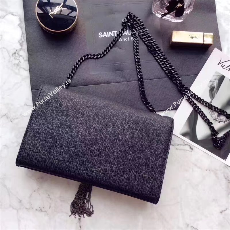 YSL black Tassel chain clutch caviar bag 4874