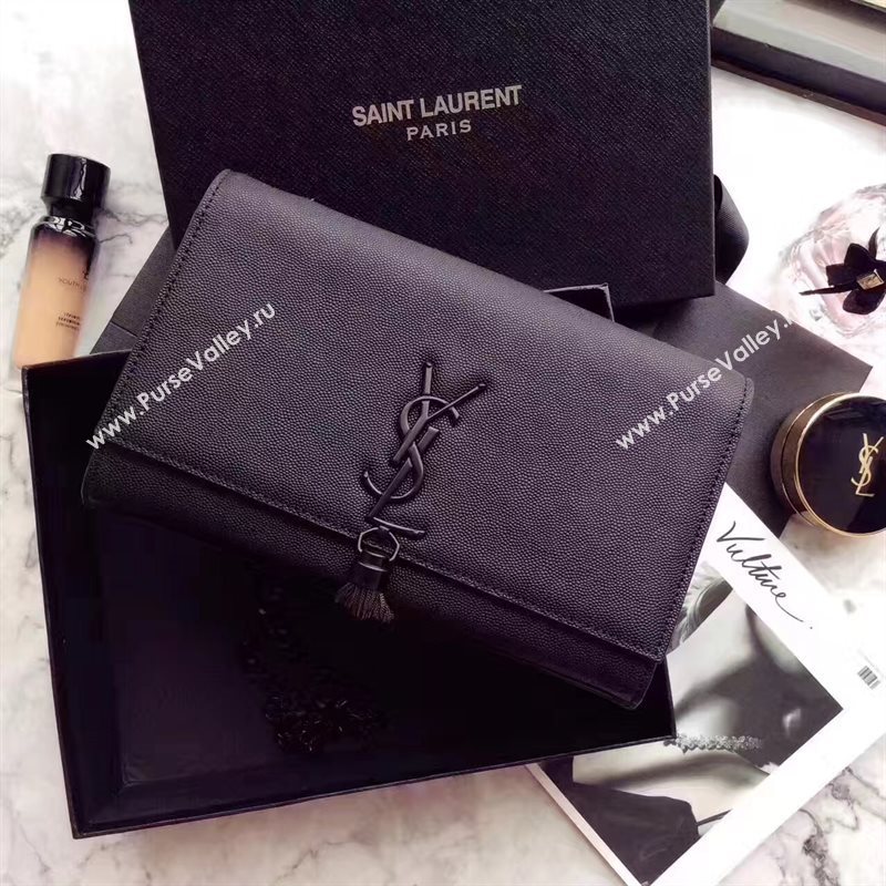 YSL black Tassel chain clutch caviar bag 4874