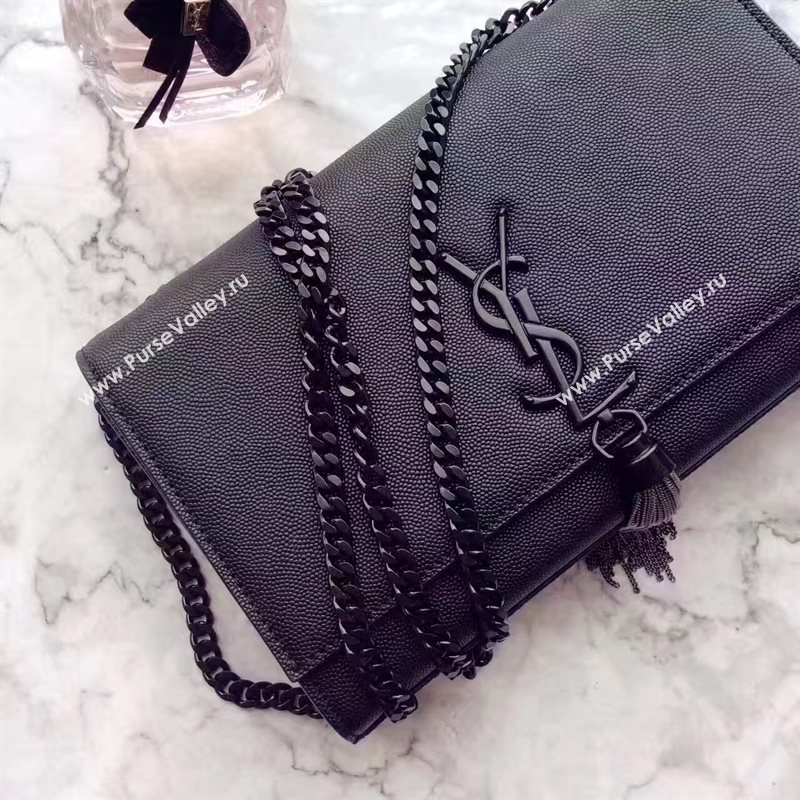 YSL black Tassel chain clutch caviar bag 4874