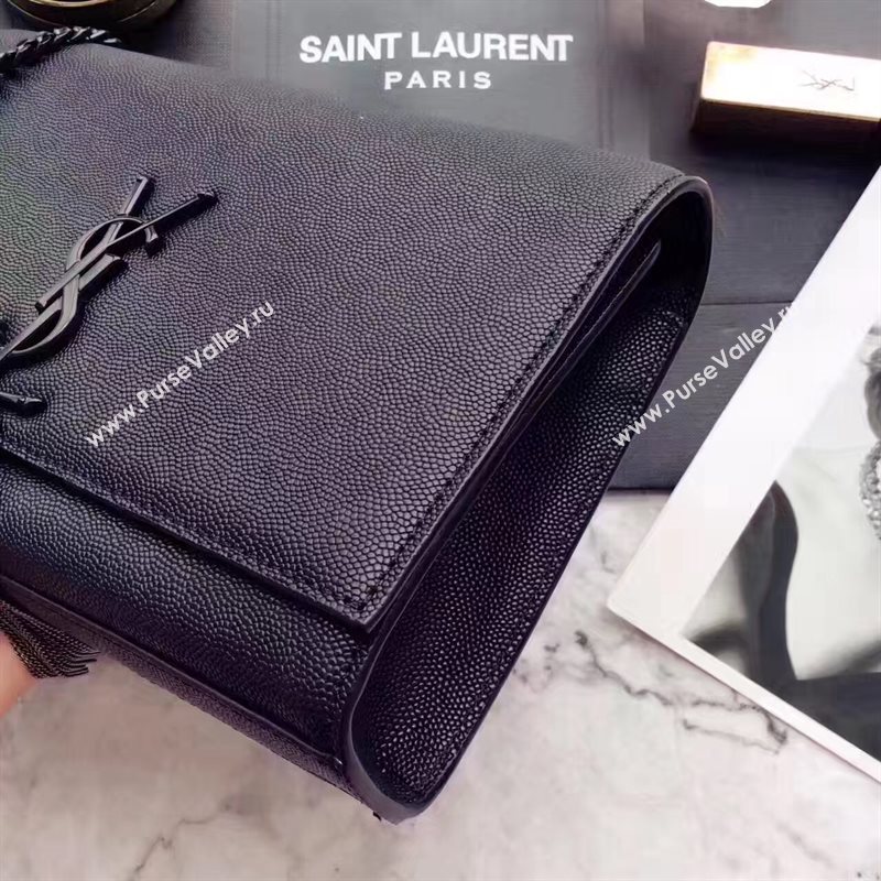 YSL black Tassel chain clutch caviar bag 4874