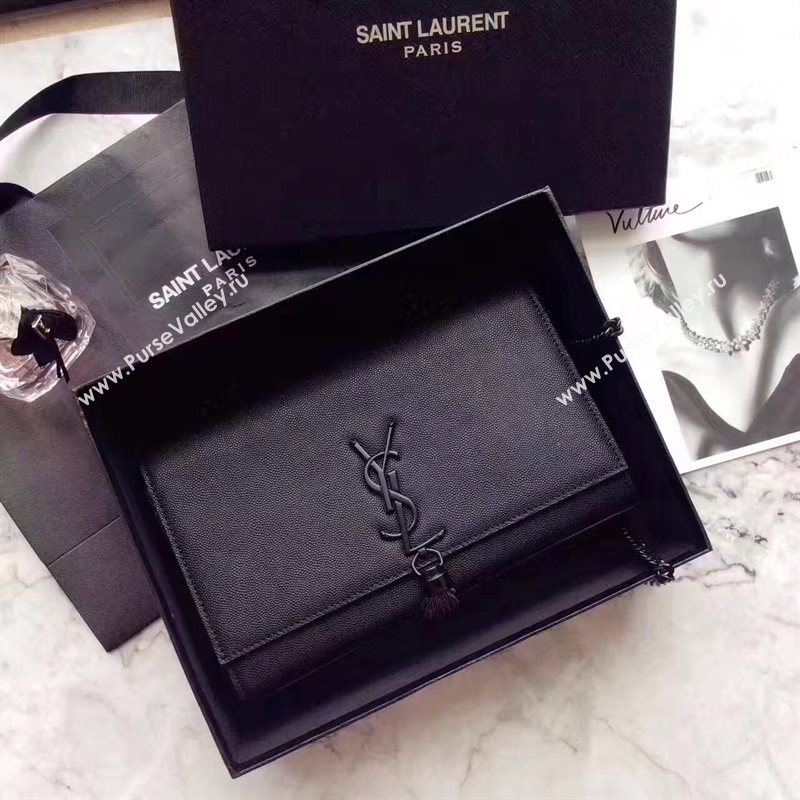 YSL black Tassel chain clutch caviar bag 4874