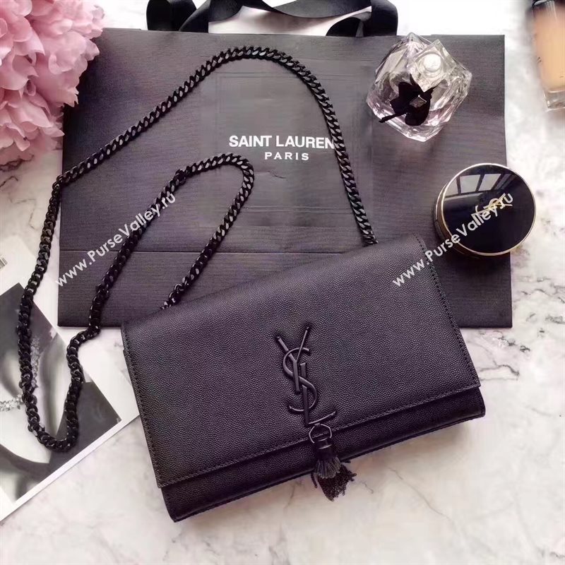 YSL black Tassel chain clutch caviar bag 4874