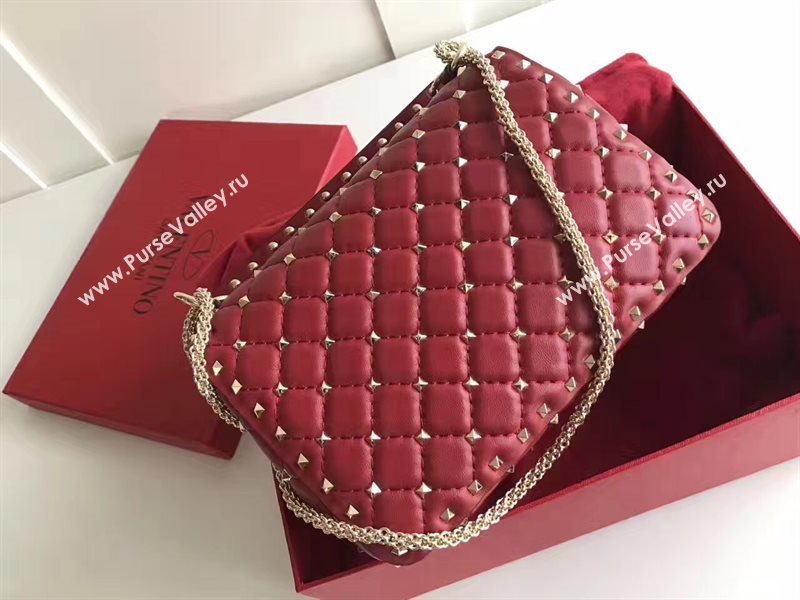 Valentino red rockstud tote 24cm shoulder bag 4878