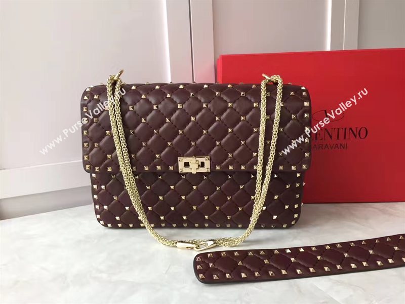 Valentino dark wine large rockstud shoulder tote bag 4881