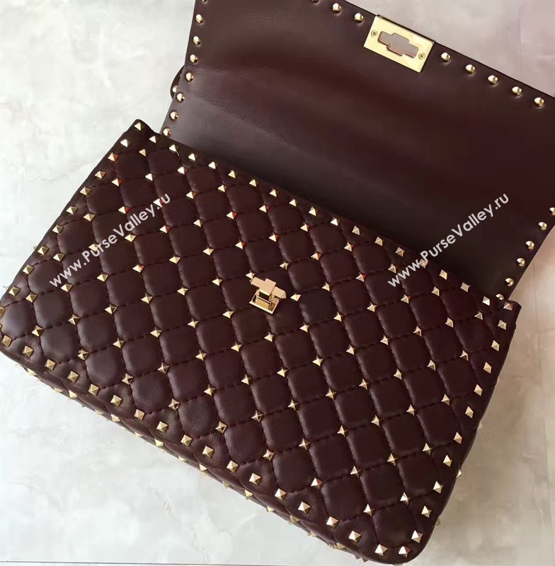 Valentino dark wine large rockstud shoulder tote bag 4881