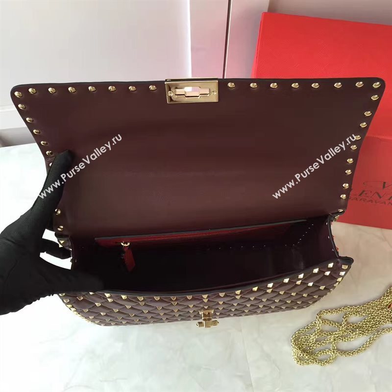 Valentino dark wine large rockstud shoulder tote bag 4881