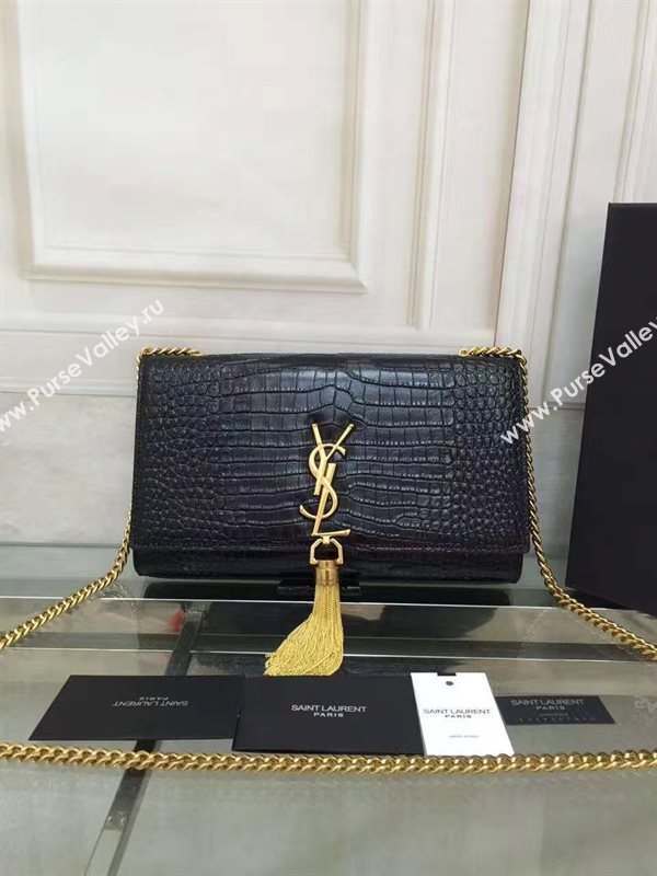 YSL black Tassel clutch shoulder bag 4809