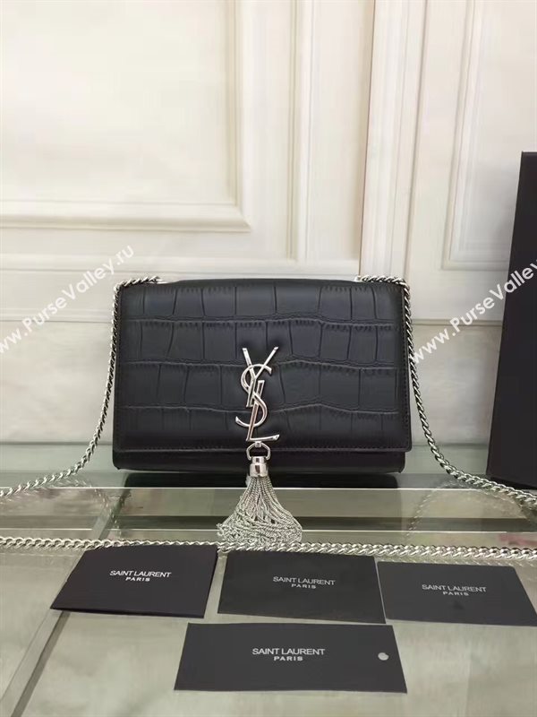 YSL black v silver Tassel clutch shoulder bag 4811