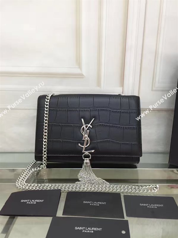 YSL black v silver Tassel clutch shoulder bag 4811