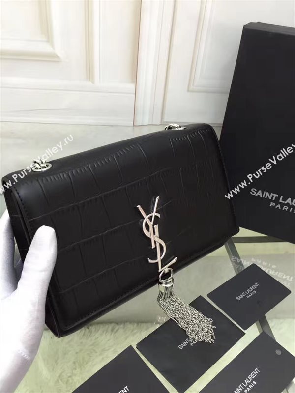 YSL black v silver Tassel clutch shoulder bag 4811