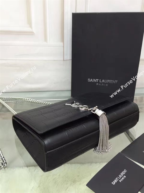 YSL black v silver Tassel clutch shoulder bag 4811