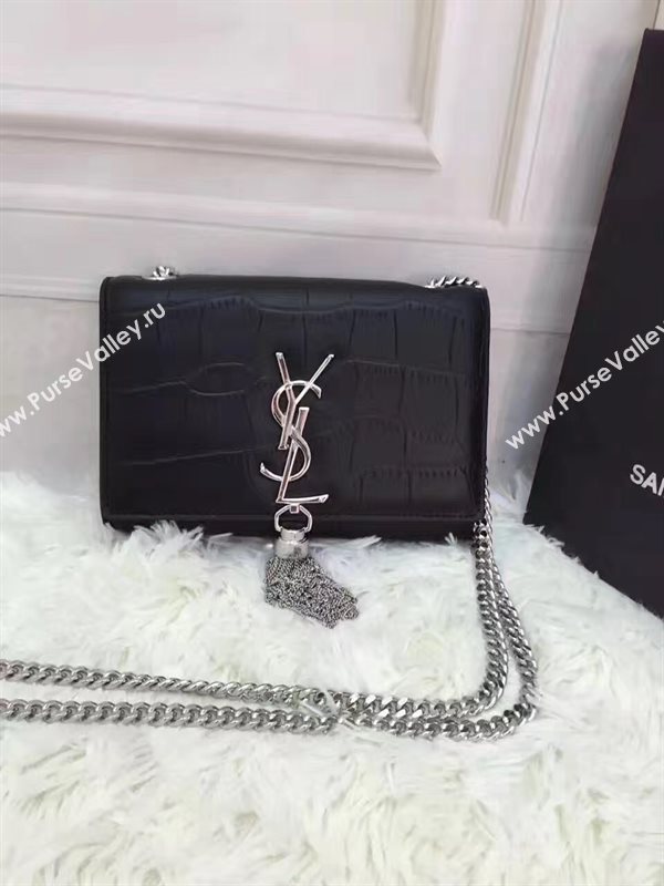 YSL black v silver mini clutch Tassel bag 4812