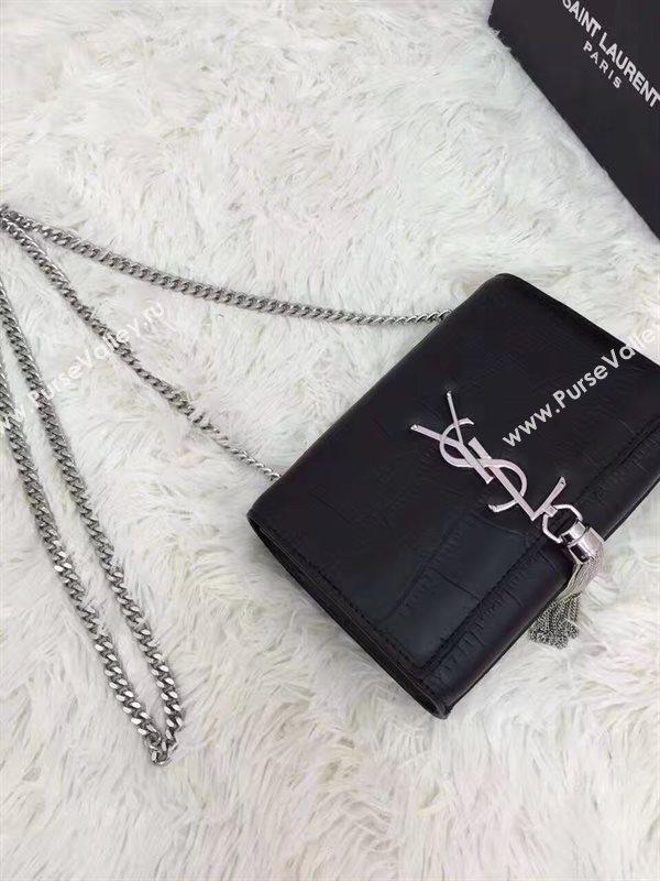 YSL black v silver mini clutch Tassel bag 4812