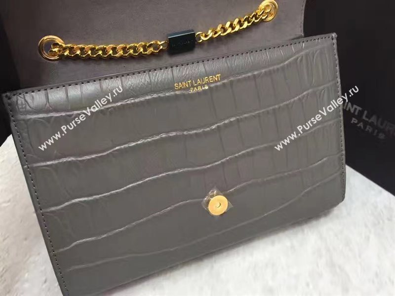 YSL Tassel crocodile gray clutch bag 4814