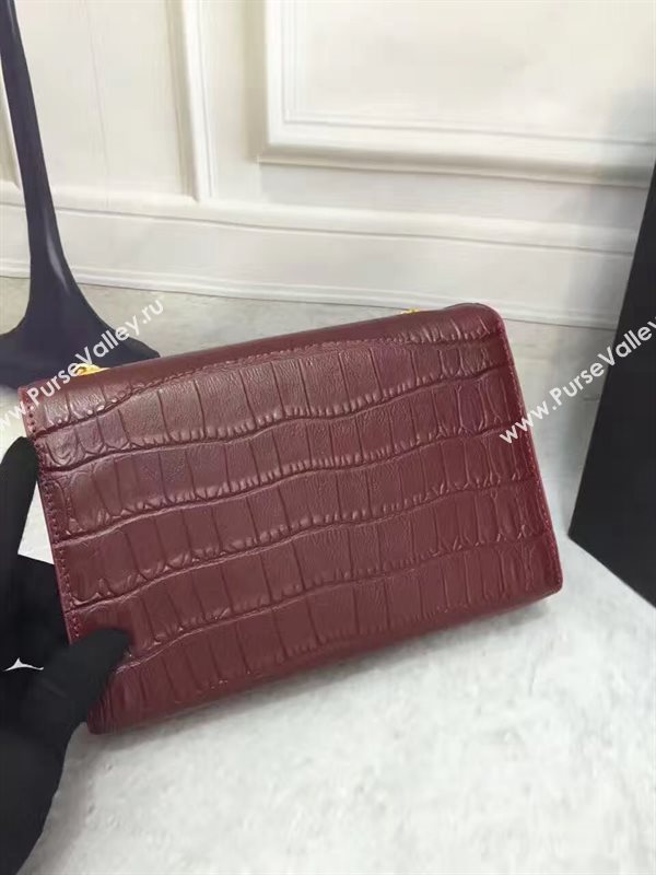 YSL Tassel crocodile wine clutch bag 4815