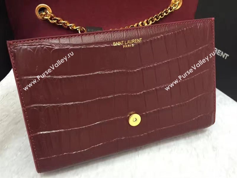 YSL Tassel crocodile wine clutch bag 4815