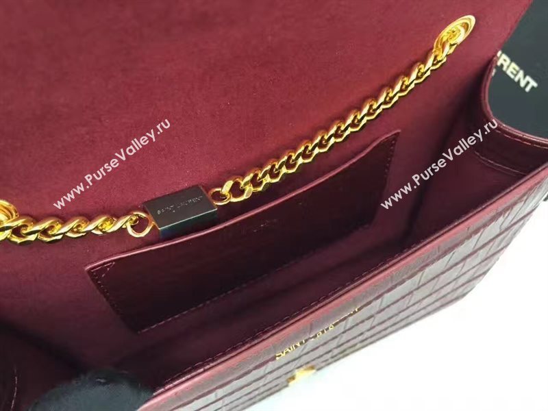 YSL Tassel crocodile wine clutch bag 4815