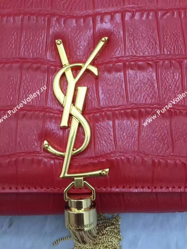 YSL Tassel crocodile red clutch bag 4816