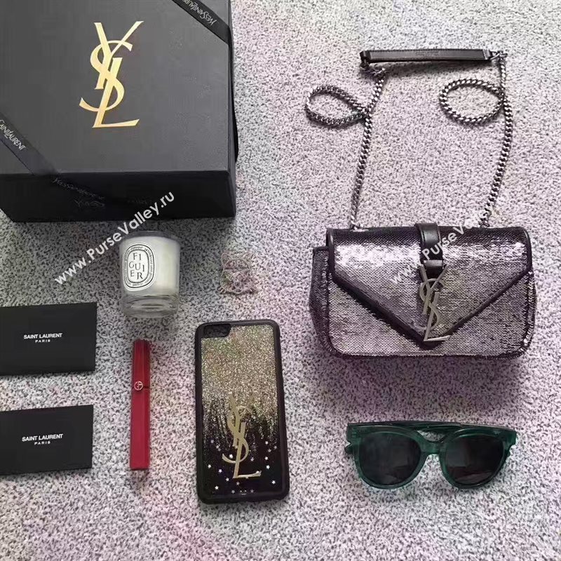 YSL small clutch shoulder silver bag 4819