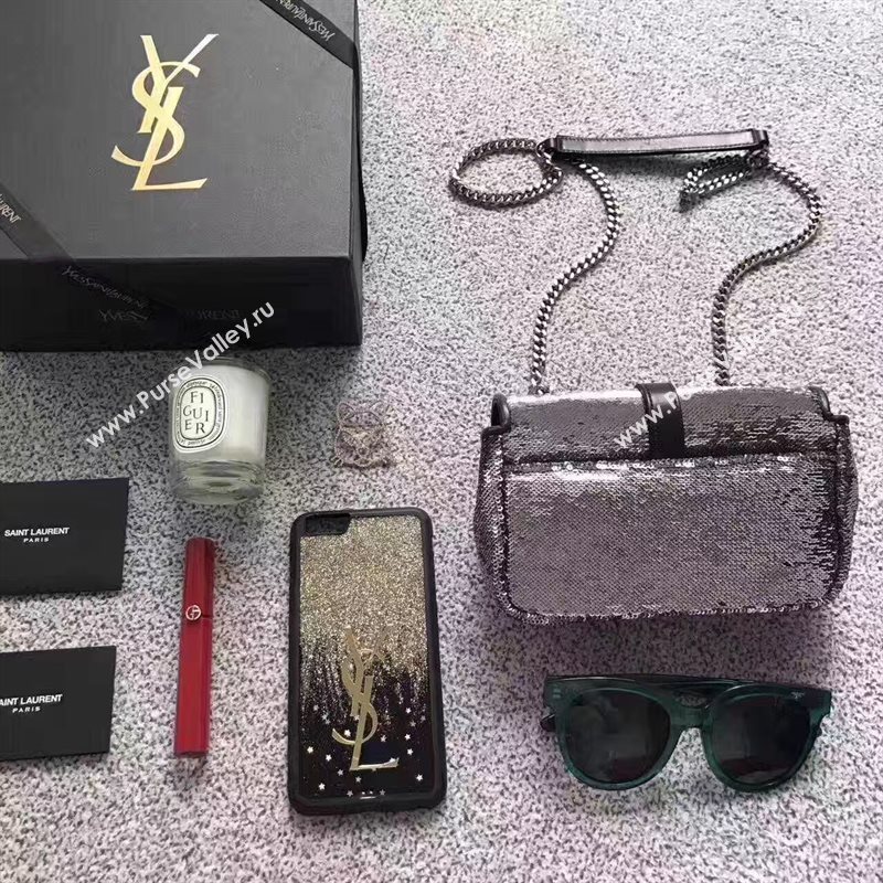 YSL small clutch shoulder silver bag 4819