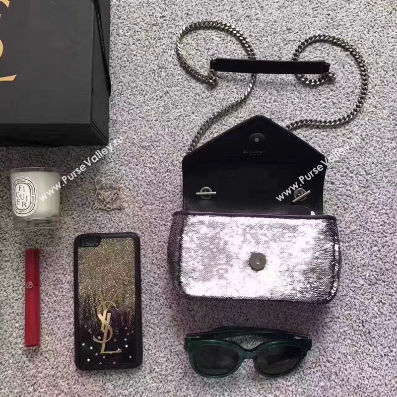 YSL small clutch shoulder silver bag 4819