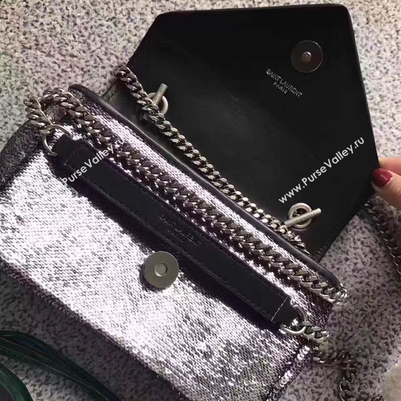 YSL small clutch shoulder silver bag 4819