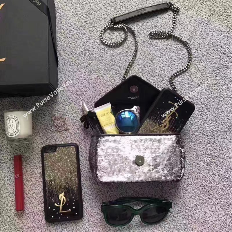 YSL small clutch shoulder silver bag 4819