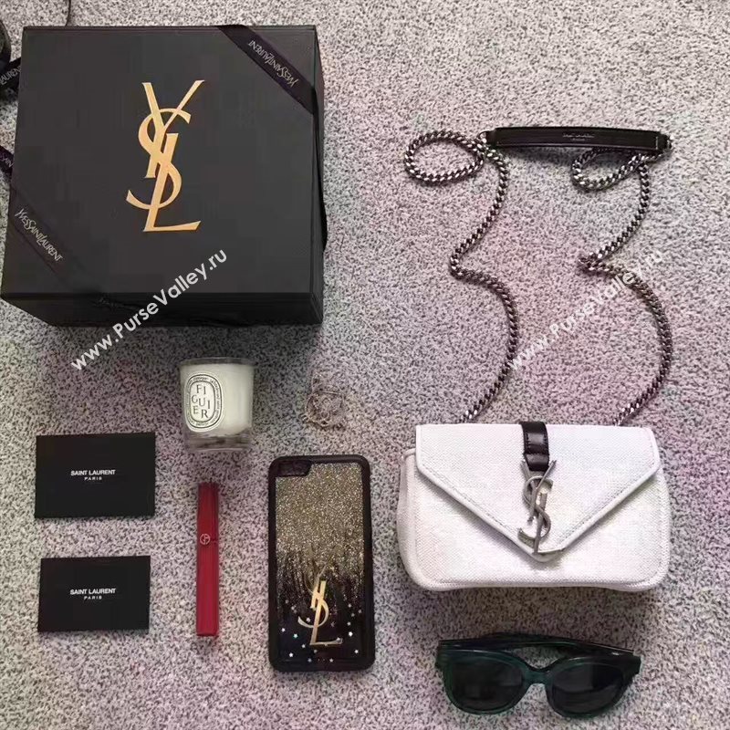 YSL small clutch shoulder white bag 4821