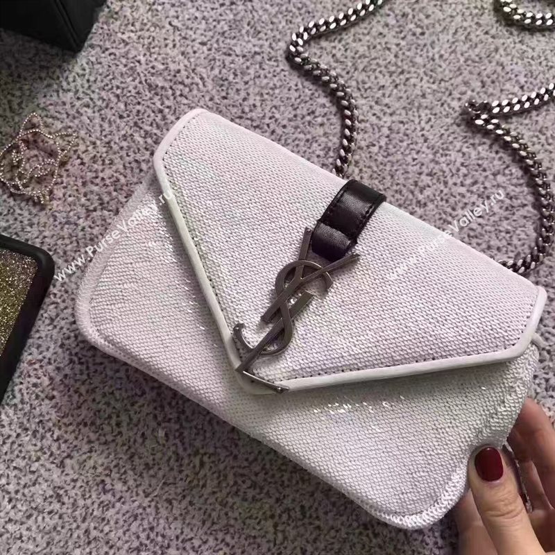 YSL small clutch shoulder white bag 4821
