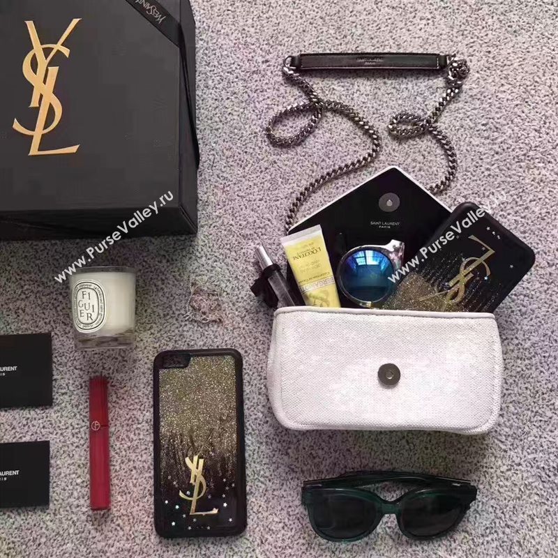 YSL small clutch shoulder white bag 4821