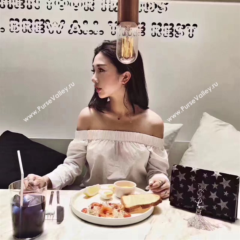 YSL new Tassel clutch tri-color bag 4825