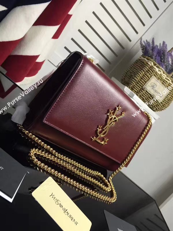 YSL chain clutch wine shoulder bag 4829
