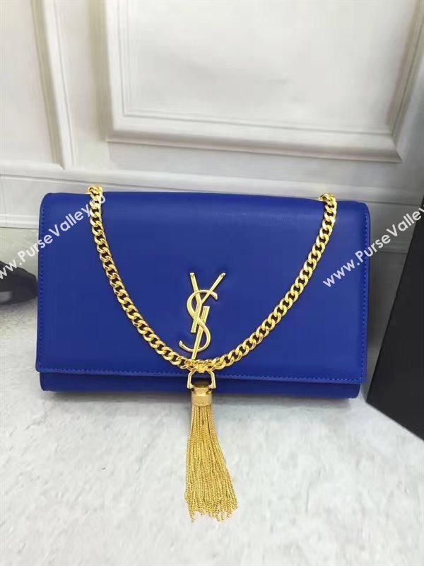 YSL smooth blue chain clutch Tassel bag 4832