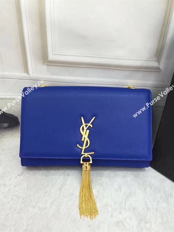 YSL smooth blue chain clutch Tassel bag 4832