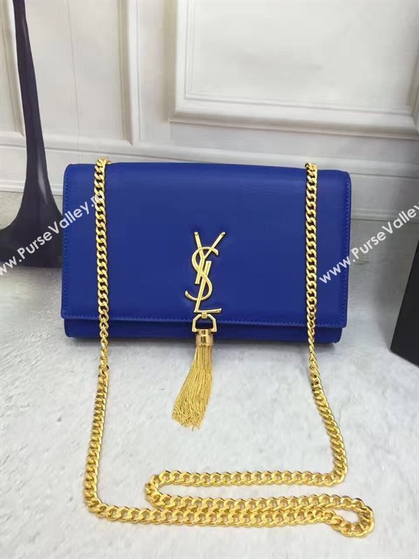 YSL smooth blue chain clutch Tassel bag 4832