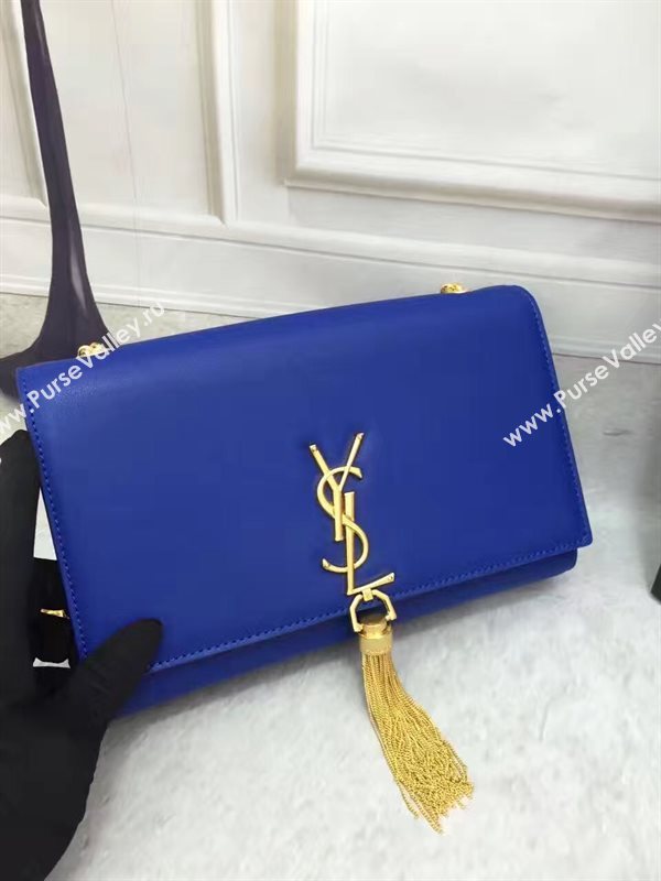 YSL smooth blue chain clutch Tassel bag 4832