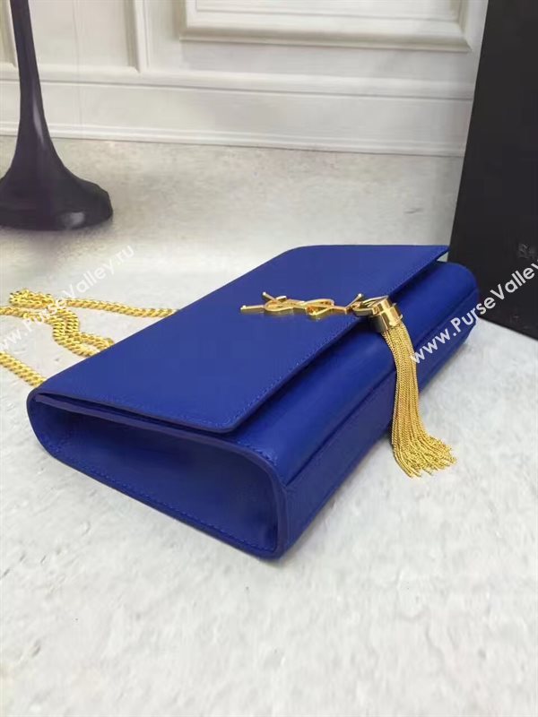 YSL smooth blue chain clutch Tassel bag 4832