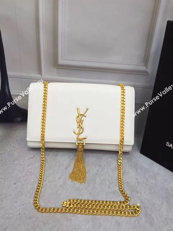 YSL leather white chain clutch Tassel bag 4833